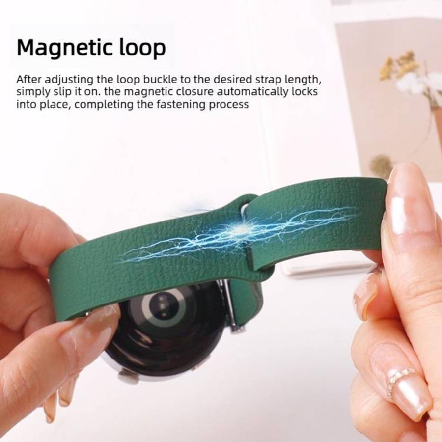 20mm Lychee Pattern Magnetic Loop Silicone Watch Band(Cloud Water Blue)