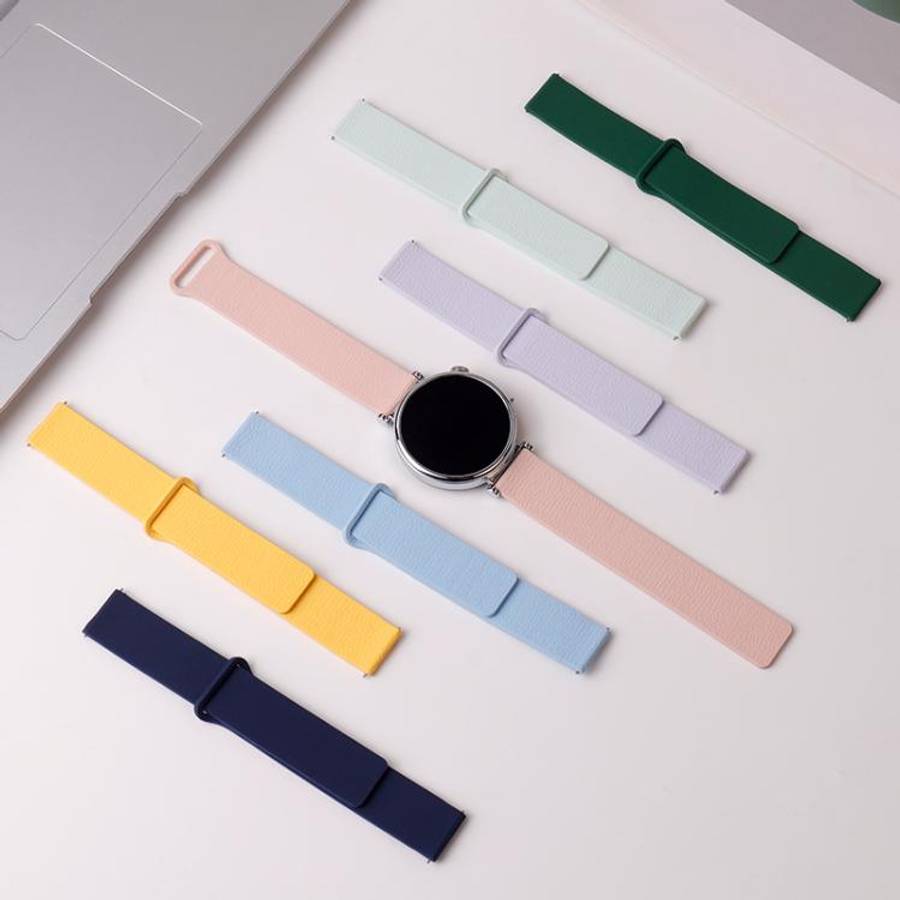 20mm Lychee Pattern Magnetic Loop Silicone Watch Band(Cloud Water Blue)
