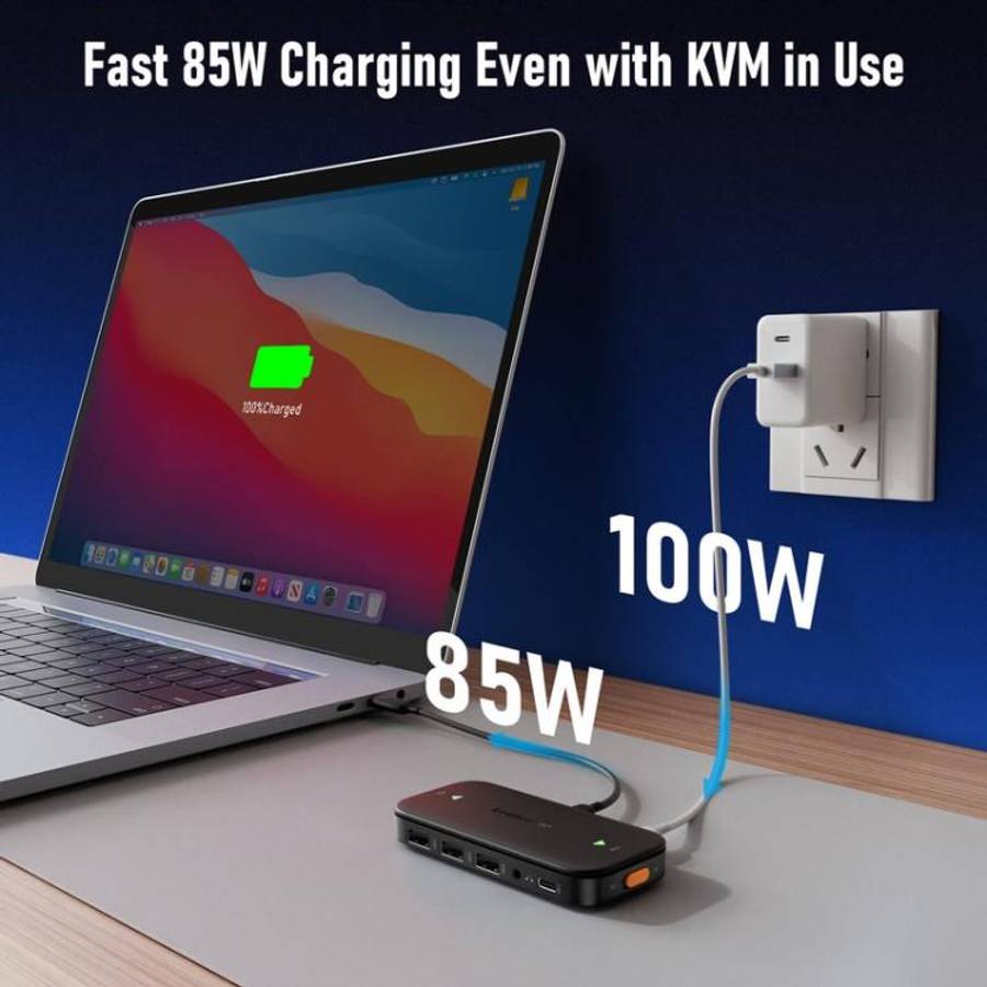 Lemorele H200 Type-C Kvm Switch 4K60Hz Hdmi Display 100W PD Fast Charging Hub