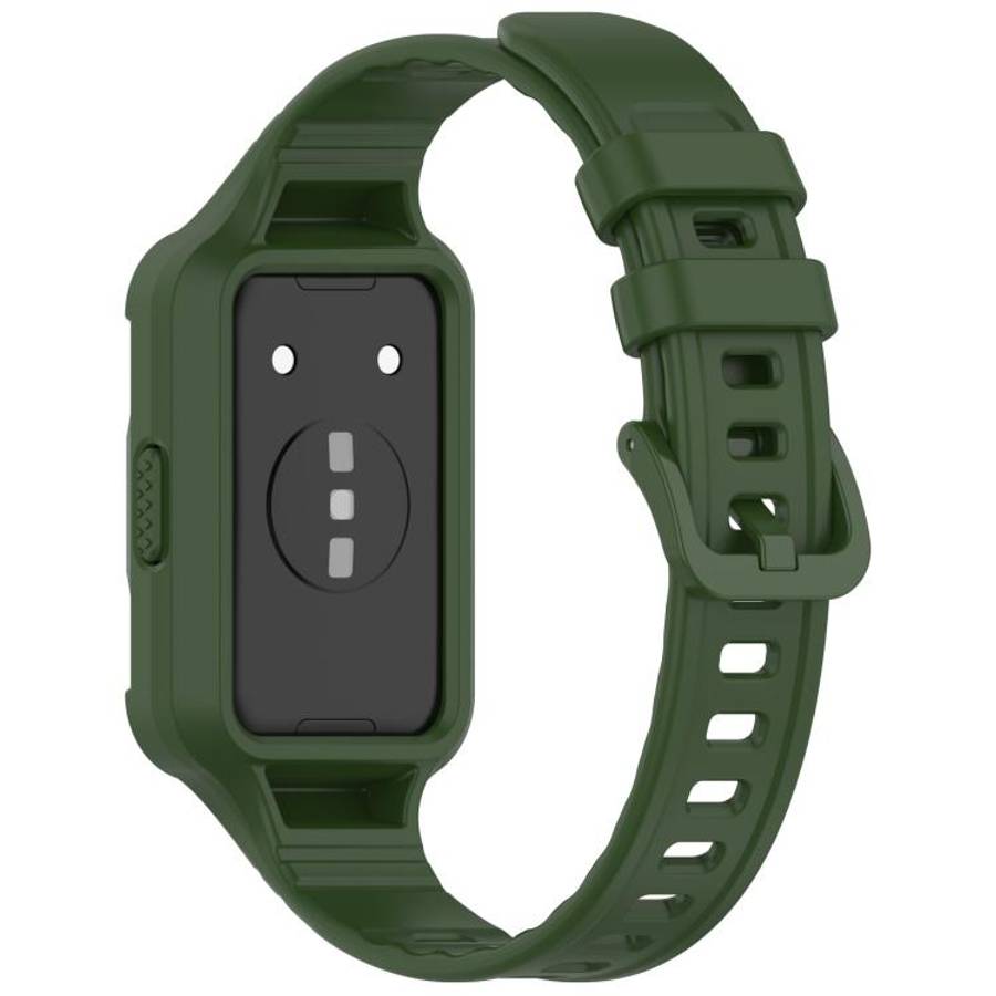 For Huawei Band 11 Pro / 11 Pro NFC Integrated Armor Solid Color Silicone Watch Band(Army Green)