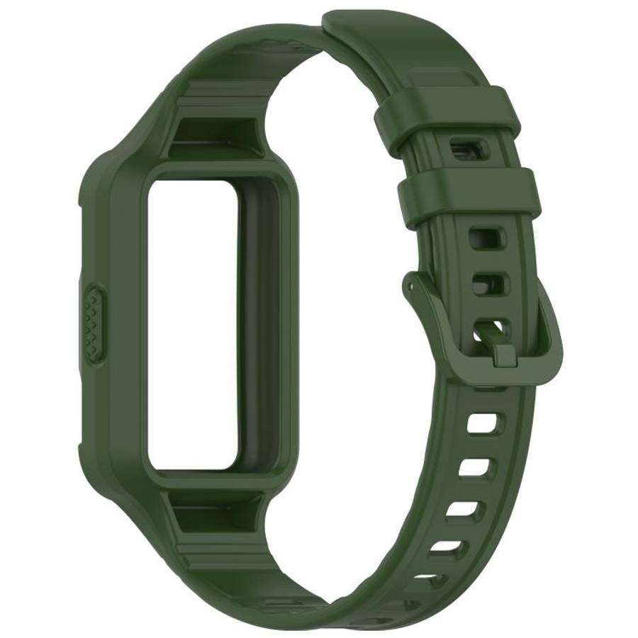 For Huawei Band 11 Pro / 11 Pro NFC Integrated Armor Solid Color Silicone Watch Band(Army Green)