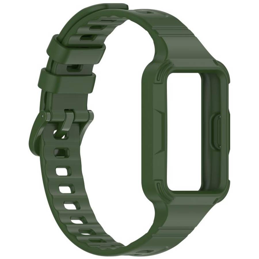 For Huawei Band 11 Pro / 11 Pro NFC Integrated Armor Solid Color Silicone Watch Band(Army Green)