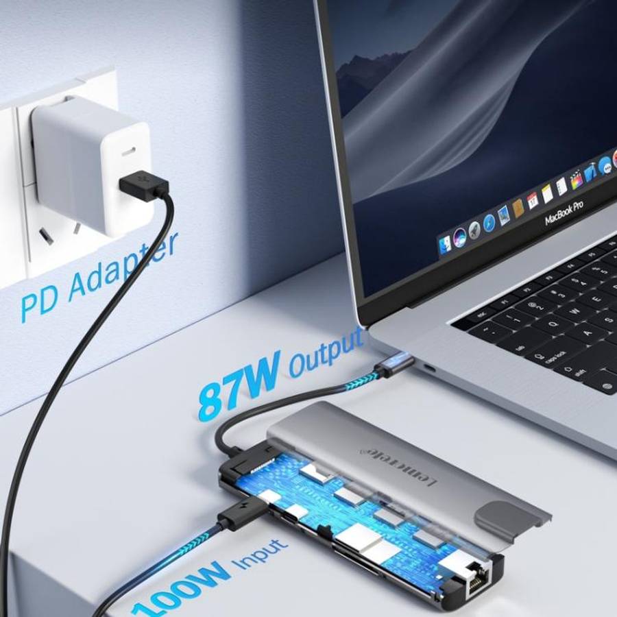Lemorele TC39 9 in 1 Docking Station HDMI Ethernet 100W PD Laptop Connector