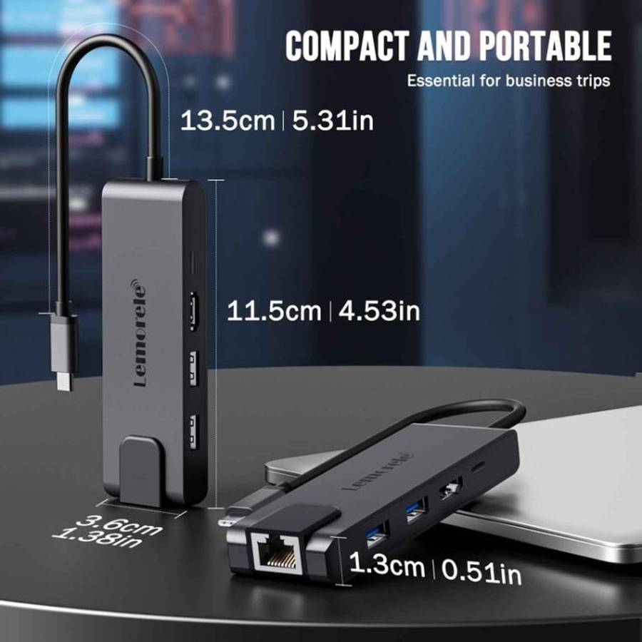 Lemorele TC24L 5 in 1 Docking Station 4K Ultra Display Fast Transfer 100W PD Adapter