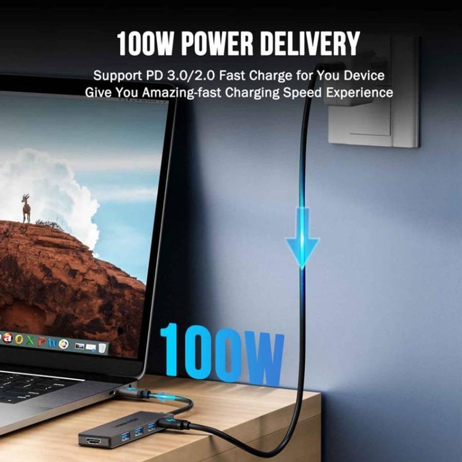 Lemorele TC22L 5 in 1 Docking Station 4K Output Ethernet 100W PD Laptop Connector