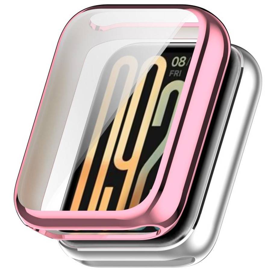 For Xiaomi Smart Band 10 Pro Ceramic Electroplated TPU Full Coverage Watch Protective Case(Pink)