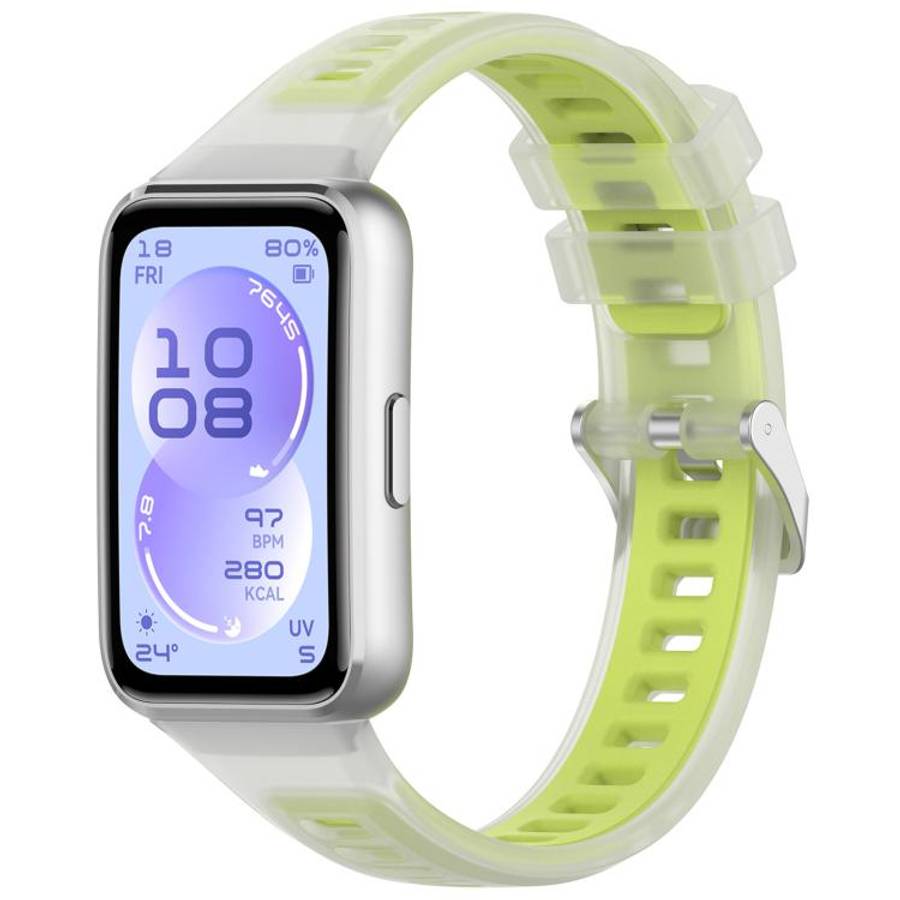 For Huawei Band 11 / Band 11 Pro Translucent Jelly Silicone Watch Band(Lime)