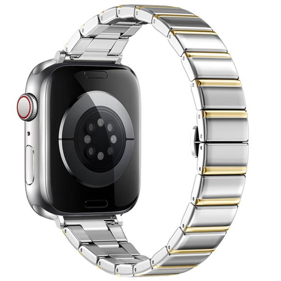 For Apple Watch 42mm / 41mm / 40mm / 38mm Eggplant Bamboo Slim Butterfly Folding Buckle Stainless...