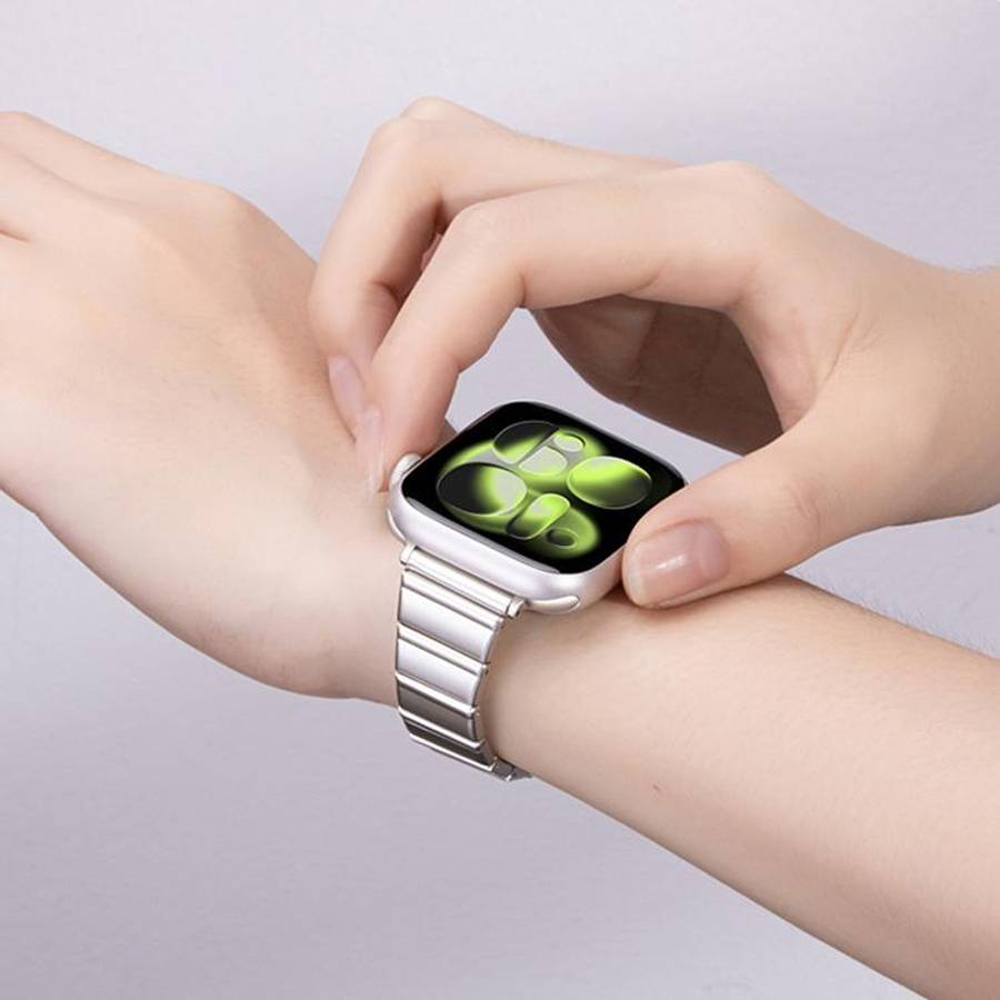 For Apple Watch 46mm / 49mm / 45mm / 44mm Eggplant Bamboo Slim Butterfly Folding Buckle Stainless...