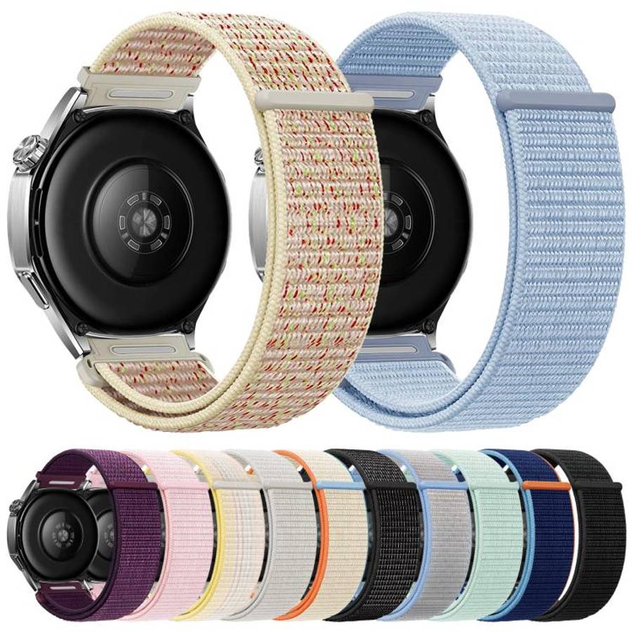 22mm Press Button Quick Release Nylon Hook And Loop Fastener Watch Band(Rainbow Starlight)