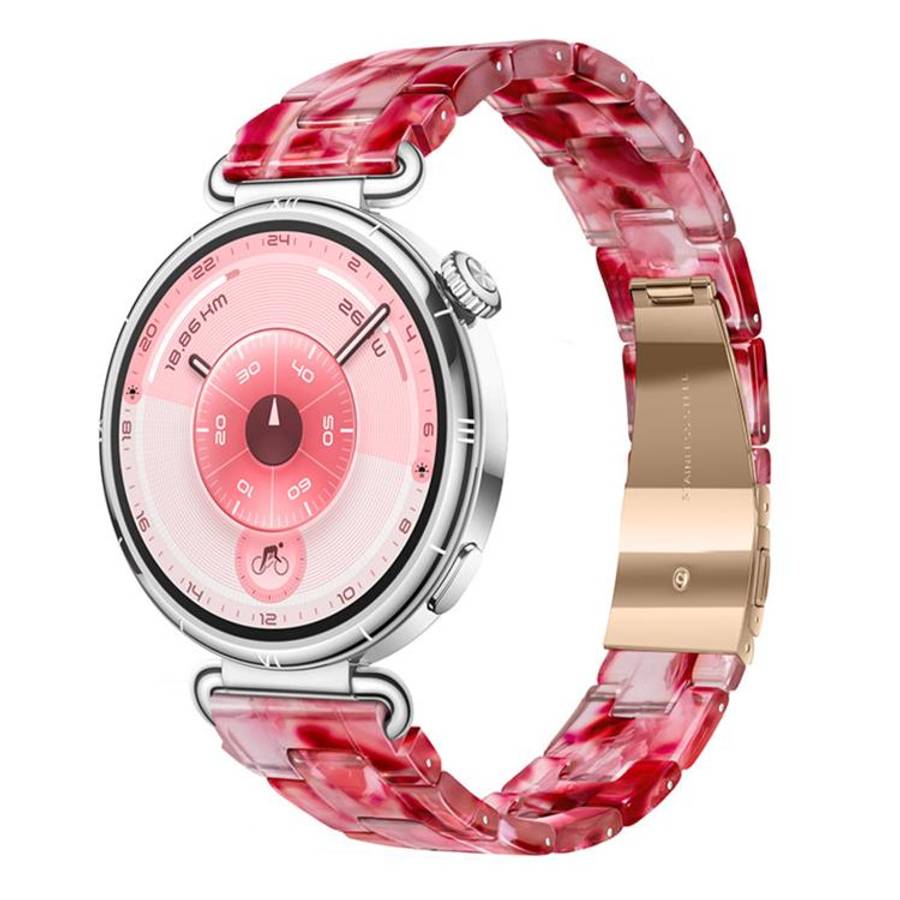 18mm Slim Butterfly Clasp Three Beads Resin Watch Band(Red)