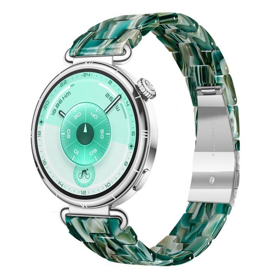 18mm Slim Butterfly Clasp Three Beads Resin Watch Band(Ink Green)