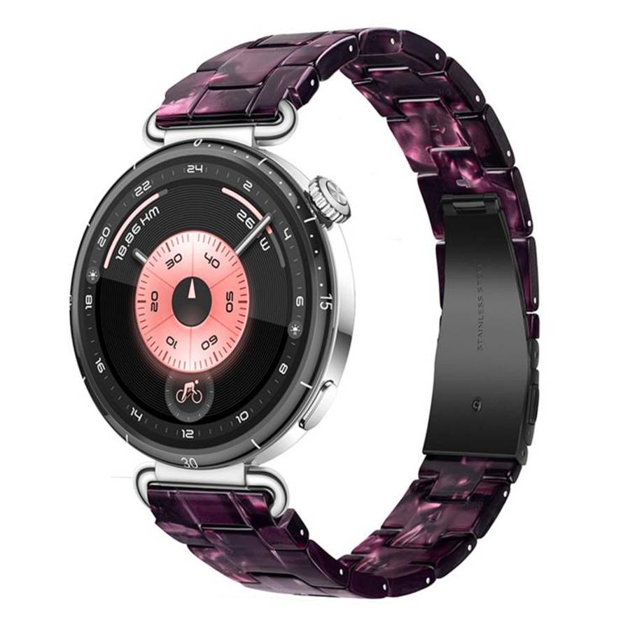 18mm Slim Butterfly Clasp Three Beads Resin Watch Band(Purple Black)