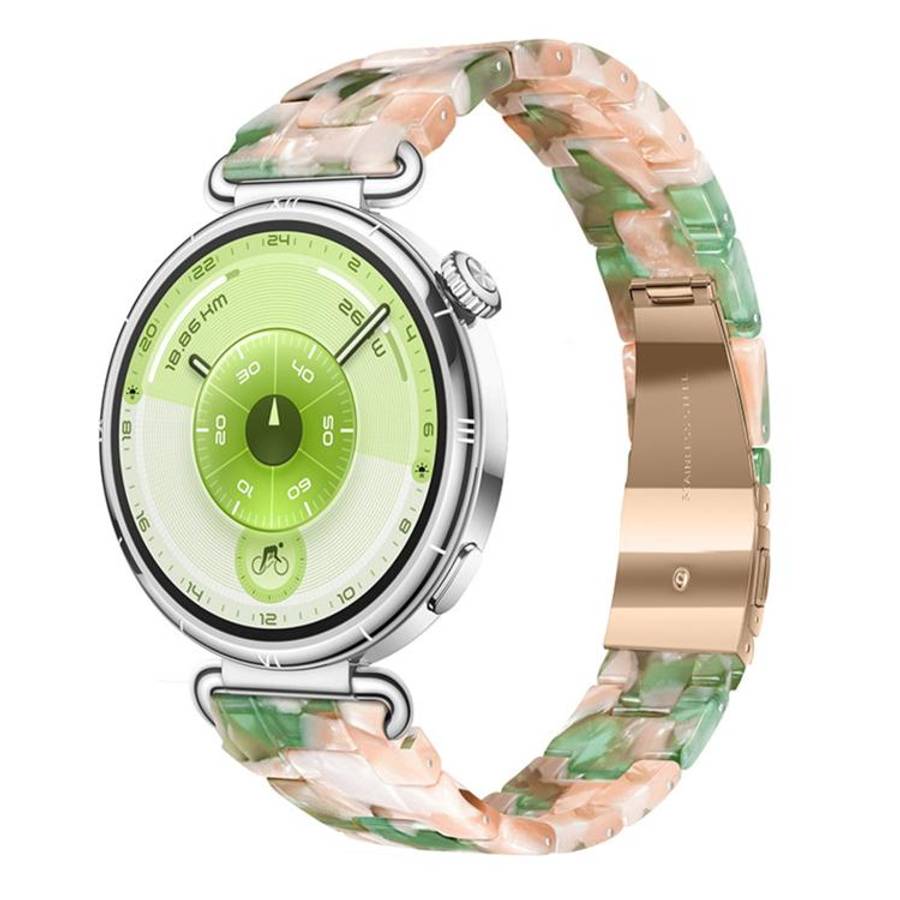 20mm Slim Butterfly Clasp Three Beads Resin Watch Band(Powder Green)