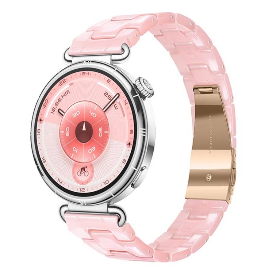 20mm Slim Butterfly Clasp Three Beads Resin Watch Band(Pink)
