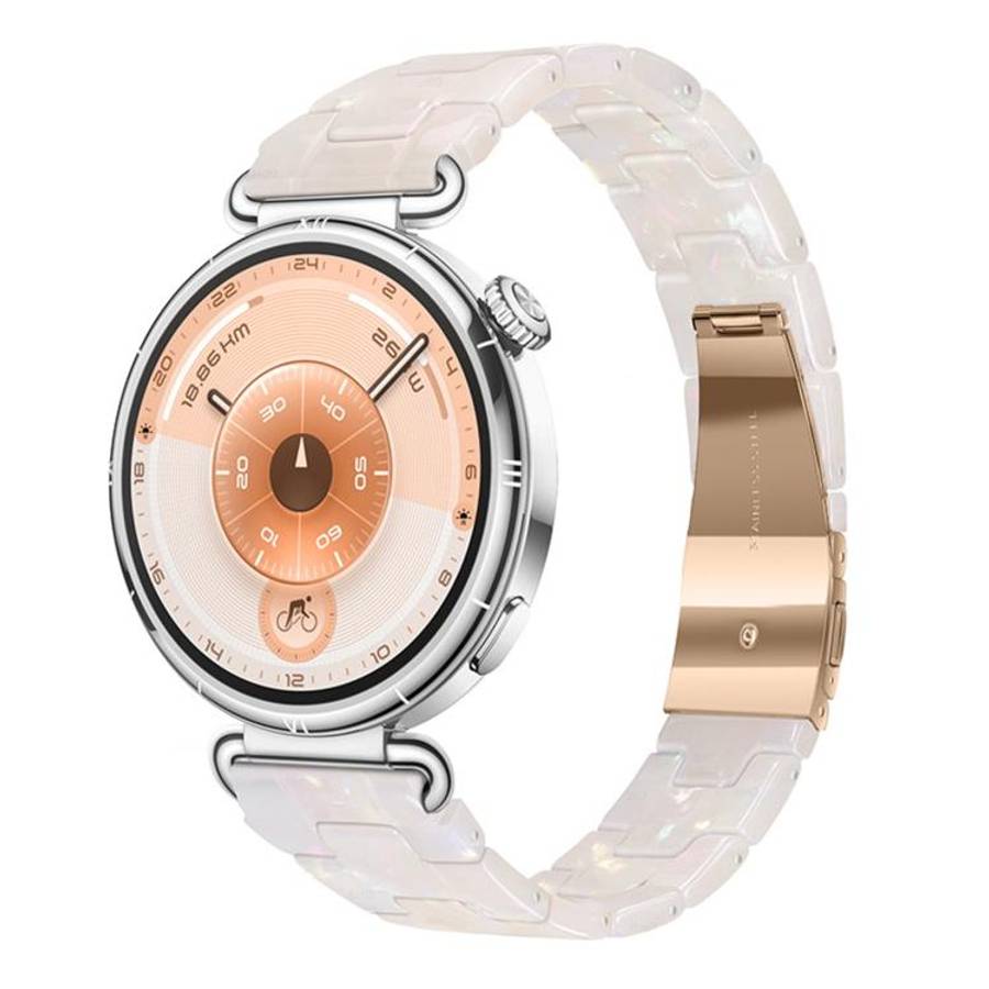 20mm Slim Butterfly Clasp Three Beads Resin Watch Band(Mixed White)