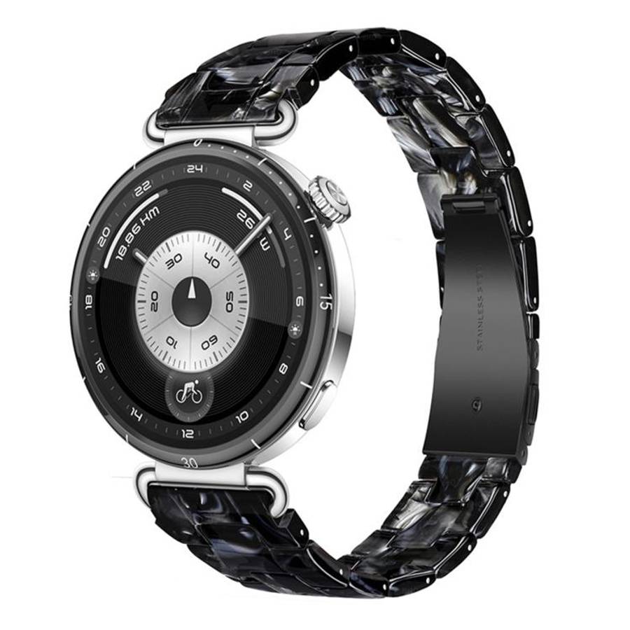 20mm Slim Butterfly Clasp Three Beads Resin Watch Band(Mixed Black)