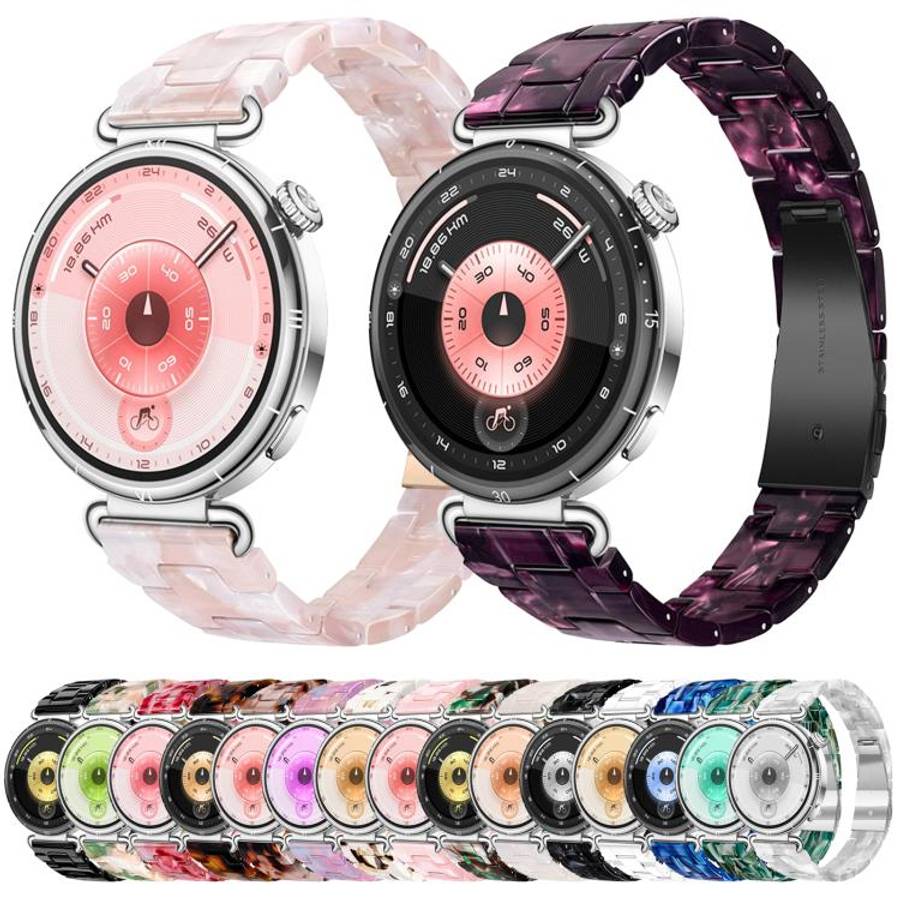 20mm Slim Butterfly Clasp Three Beads Resin Watch Band(Pastel Pink)