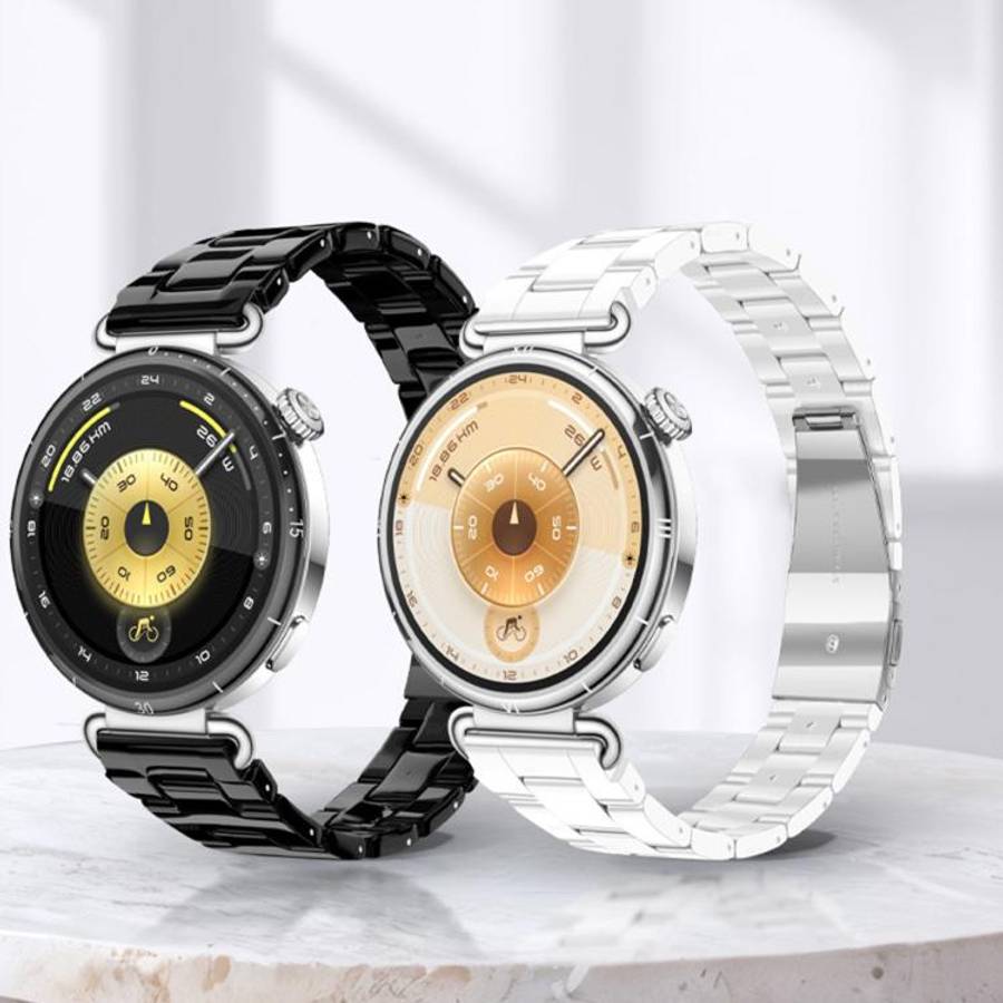 20mm Slim Butterfly Clasp Three Beads Resin Watch Band(Pearl White)
