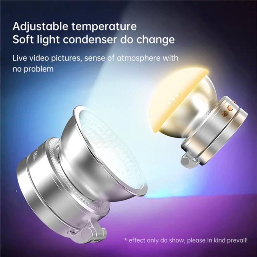 K08 3-Color Temperature Phone Photography Light 360 Degree Foldable Selfie Magnetic LED Ring Light
