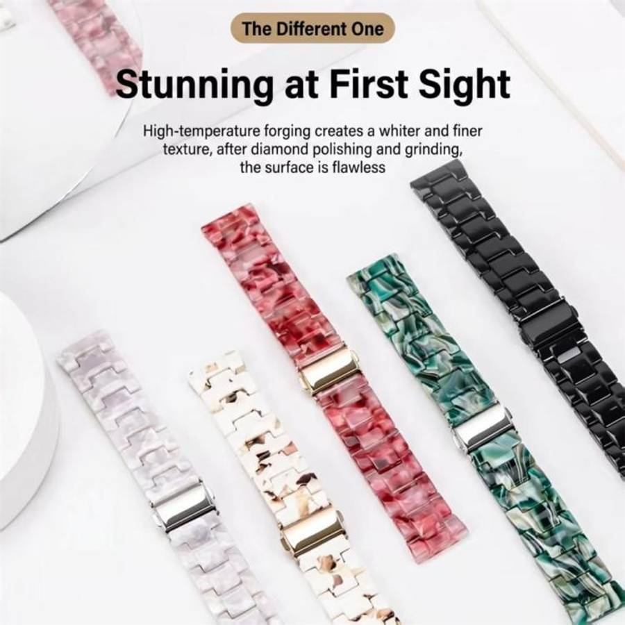 For Galaxy Watch9 / 8 / 8 Classic Butterfly Clasp Three Beads Resin Watch Band with Removal Tool(...