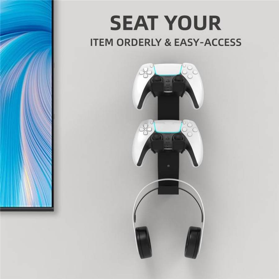For PS4 / PS5 / XBOX Game Controller Headphone Wall Mount Stand(White)