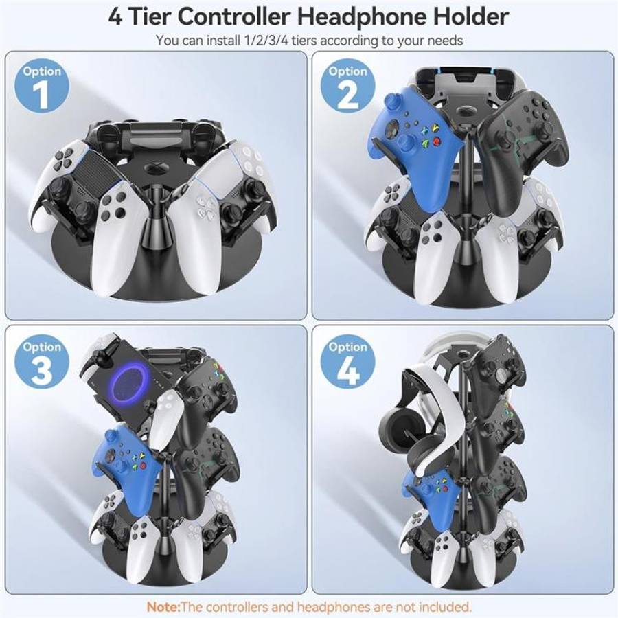 For MicroSoft XBOX / Sony PS5 / Nintendo Switch 360 Degree Rotating 4-Tier Game Controller Stand