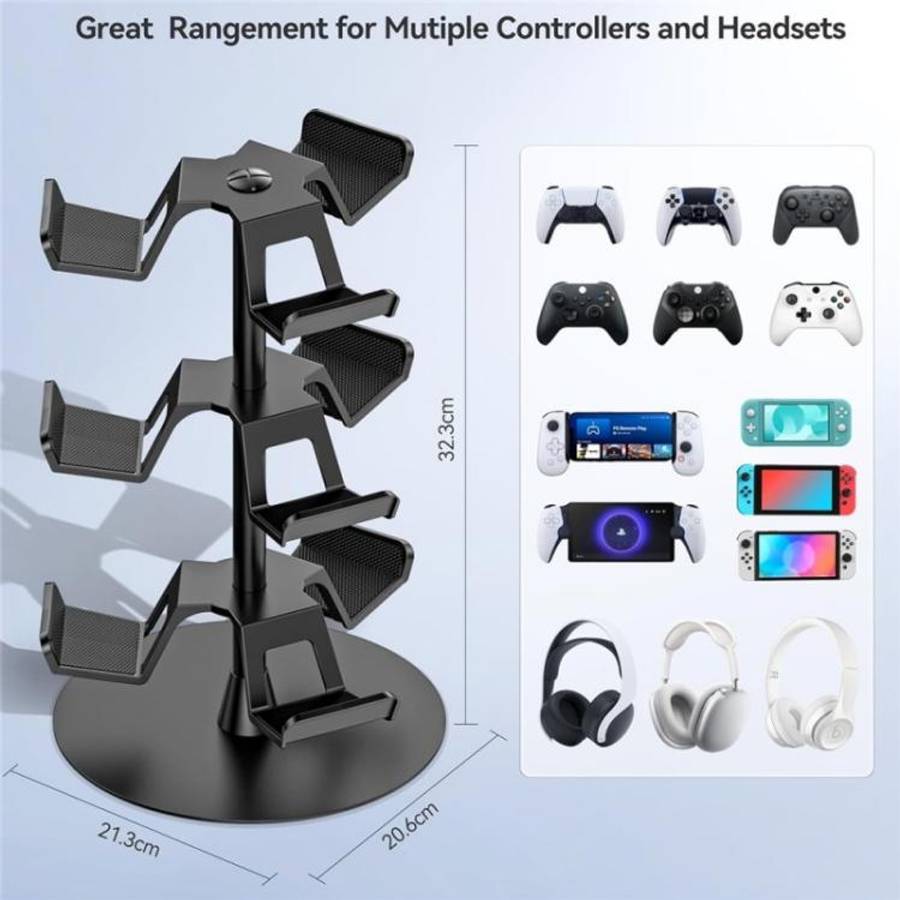 For XBOX / PS5 / Switch 360 Degree Rotating 3-Tier Game Controller Stand