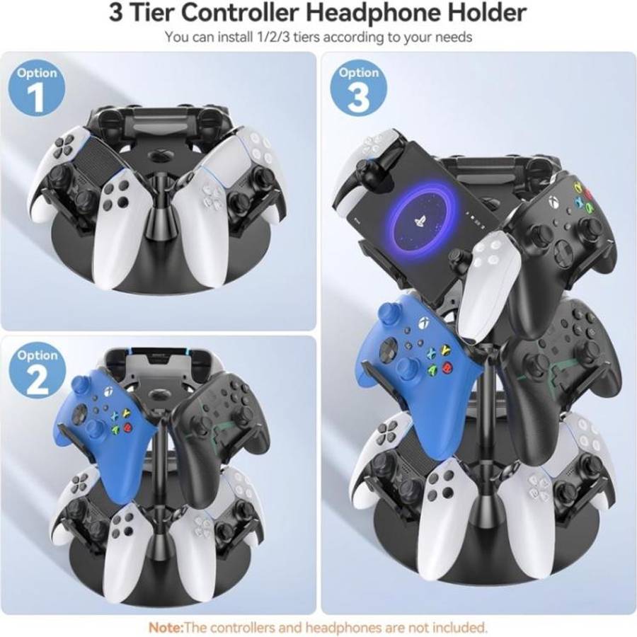 For XBOX / PS5 / Switch 360 Degree Rotating 3-Tier Game Controller Stand