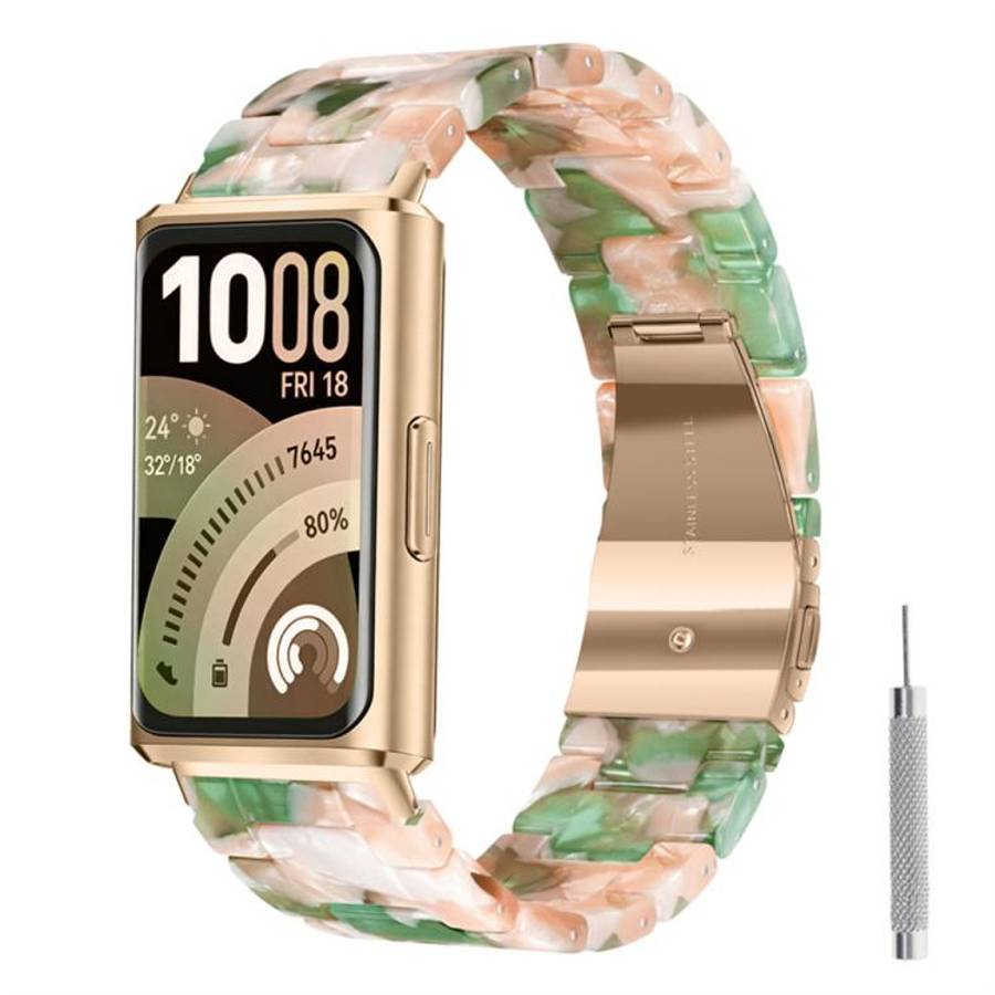For Huawei Band 11 / Band 11 Pro Butterfly Clasp Three Beads Resin Watch Band with Removal Tool(P...