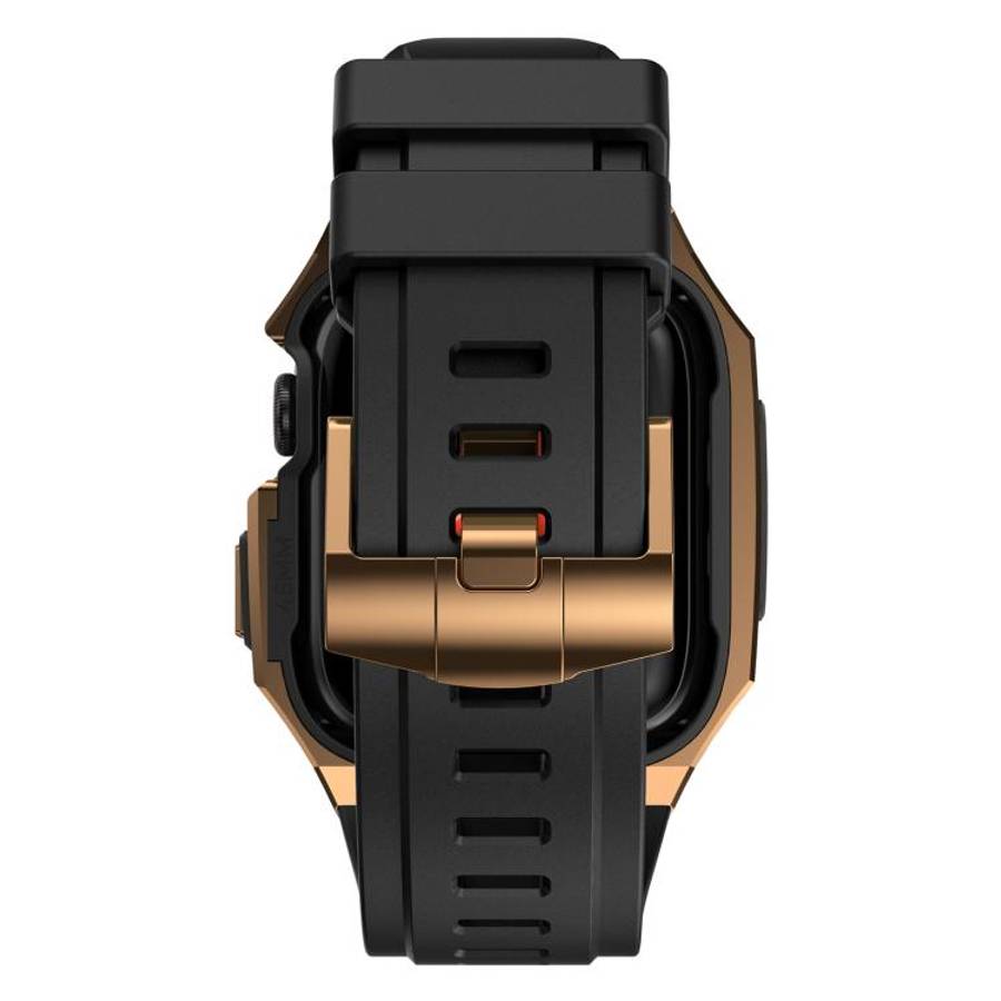 For Apple Watch Series 9 / 8 / 7 45mm Stainless Steel Protective Case Integrated Fluororubber Wat...