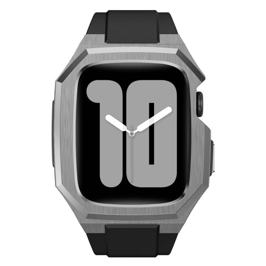 For Apple Watch Series SE / 6 / 5 / 4 44mm Stainless Steel Protective Case Integrated Fluororubbe...
