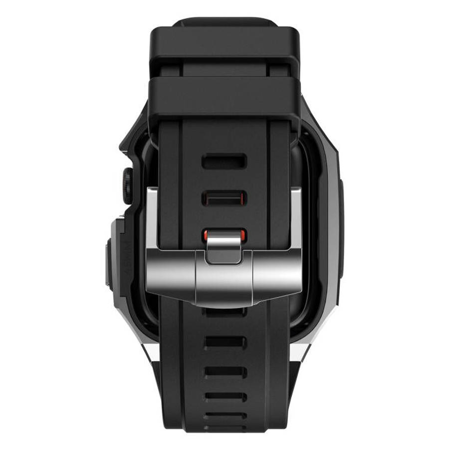 For Apple Watch Series SE / 6 / 5 / 4 44mm Stainless Steel Protective Case Integrated Fluororubbe...