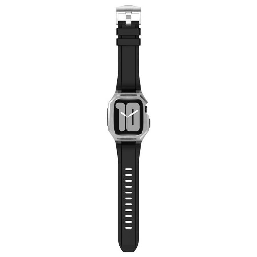 For Apple Watch Series SE / 6 / 5 / 4 44mm Stainless Steel Protective Case Integrated Fluororubbe...