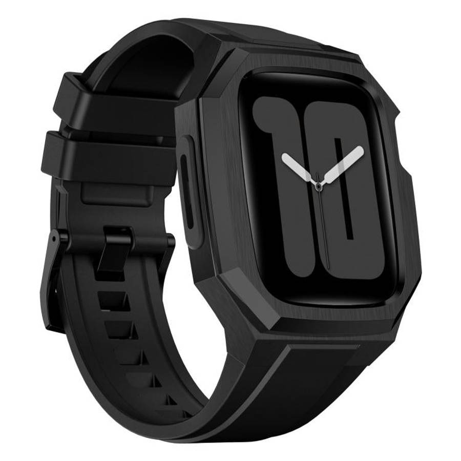 For Apple Watch Series SE / 6 / 5 / 4 44mm Stainless Steel Protective Case Integrated Fluororubbe...