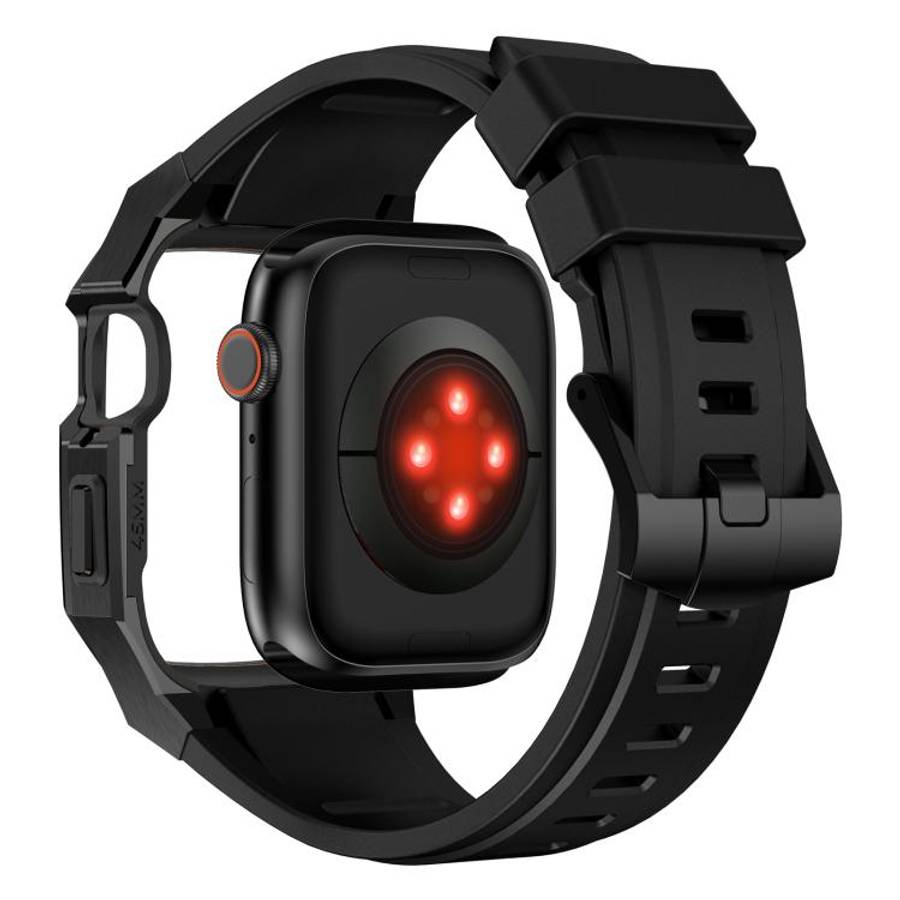 For Apple Watch Series SE / 6 / 5 / 4 44mm Stainless Steel Protective Case Integrated Fluororubbe...