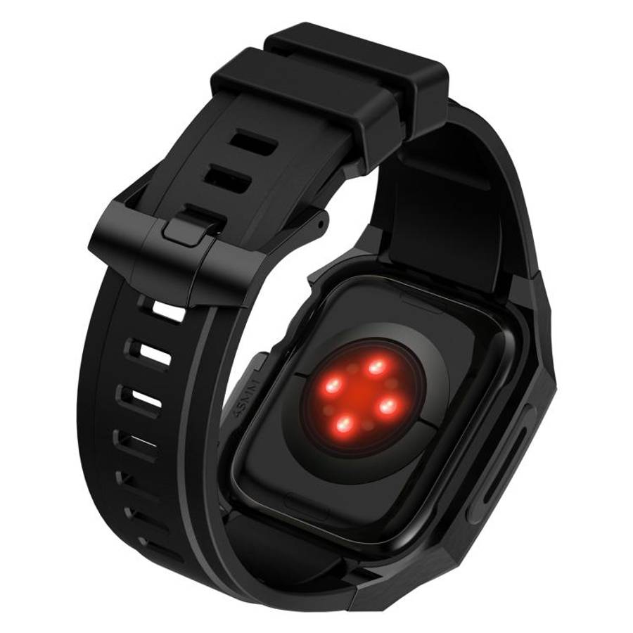 For Apple Watch Series SE / 6 / 5 / 4 44mm Stainless Steel Protective Case Integrated Fluororubbe...