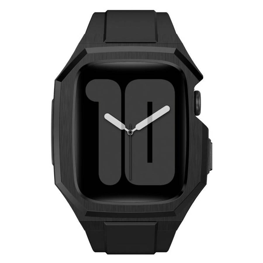 For Apple Watch Series SE / 6 / 5 / 4 44mm Stainless Steel Protective Case Integrated Fluororubbe...