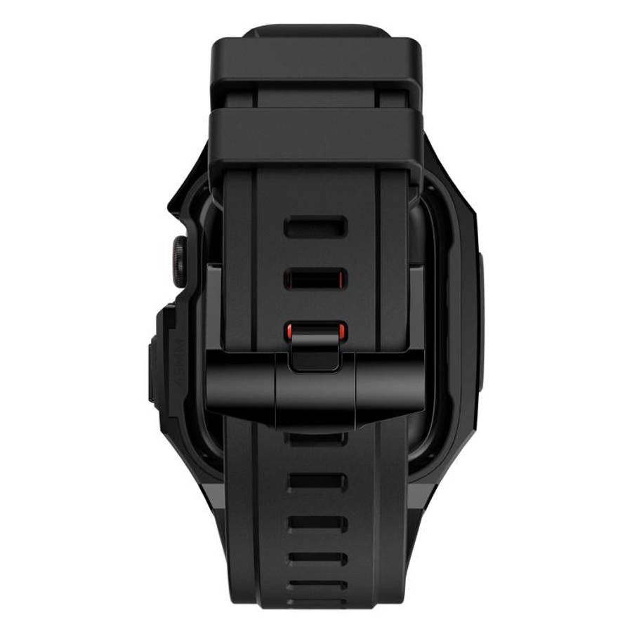 For Apple Watch Series SE / 6 / 5 / 4 44mm Stainless Steel Protective Case Integrated Fluororubbe...