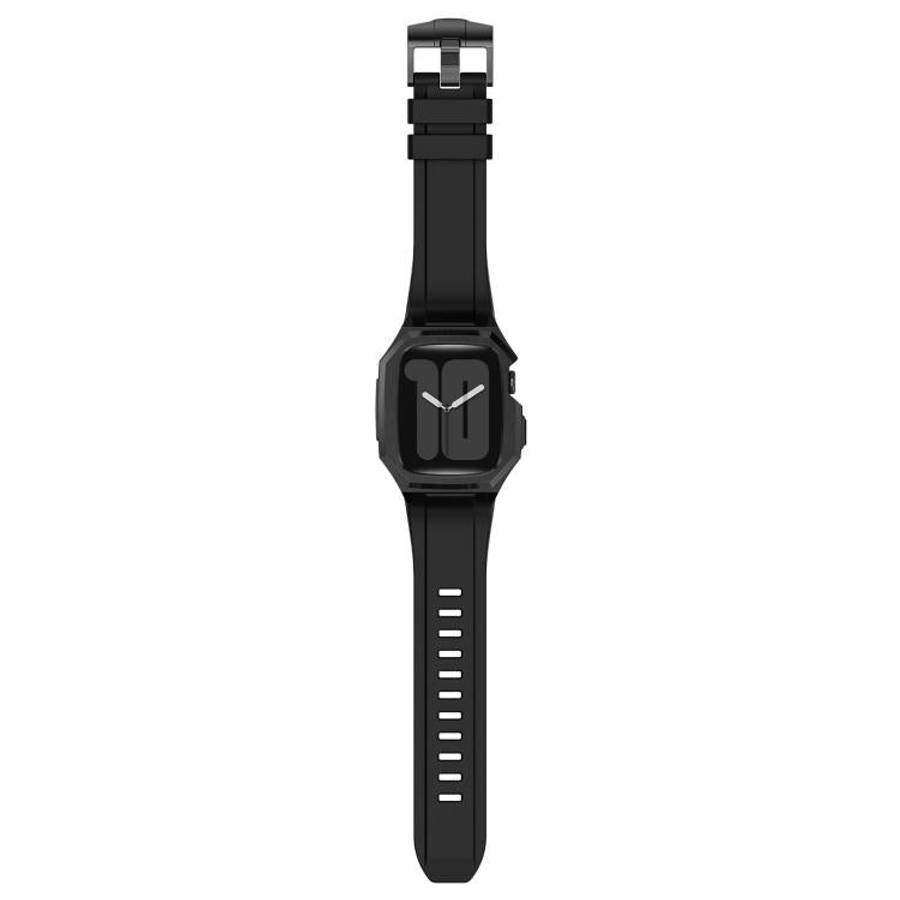 For Apple Watch Series SE / 6 / 5 / 4 44mm Stainless Steel Protective Case Integrated Fluororubbe...