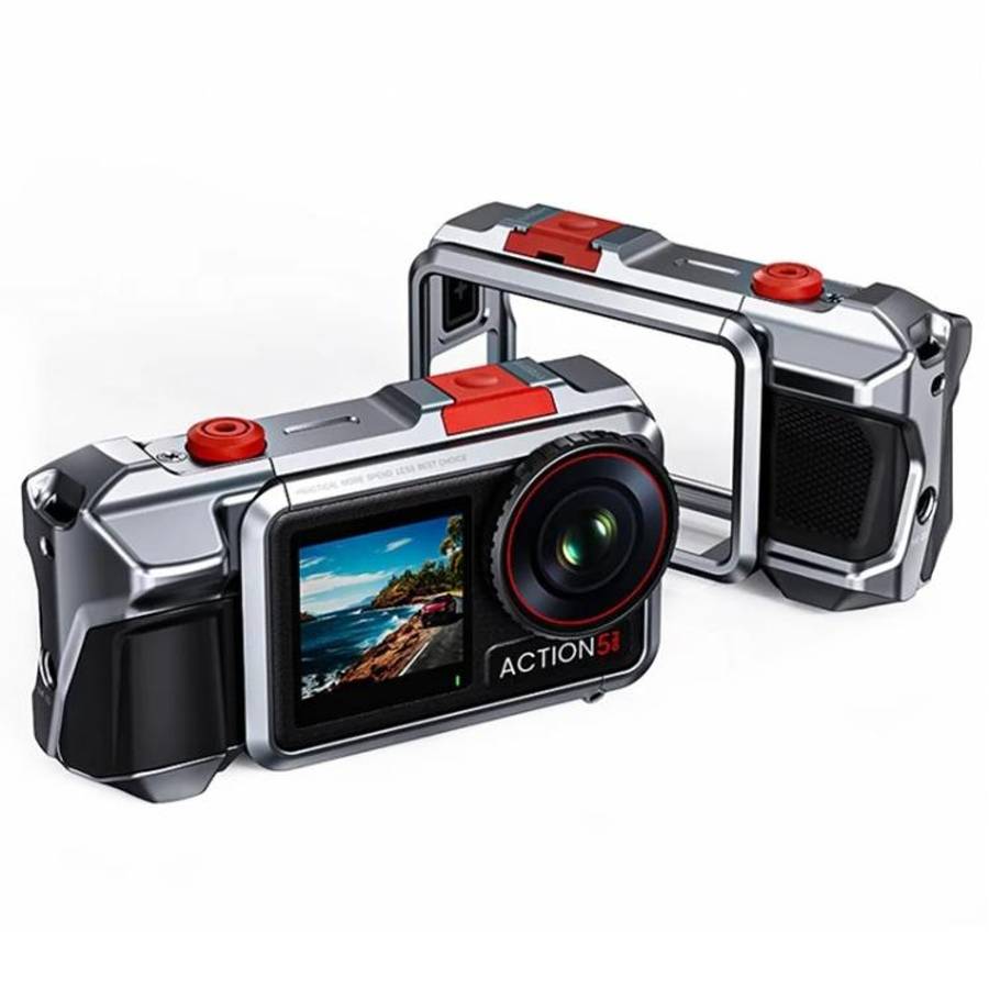 For DJI Osmo Action 3 / 4 / 5 Pro Cage Frame Action Camera Aluminum Alloy Protective Case(Silver)