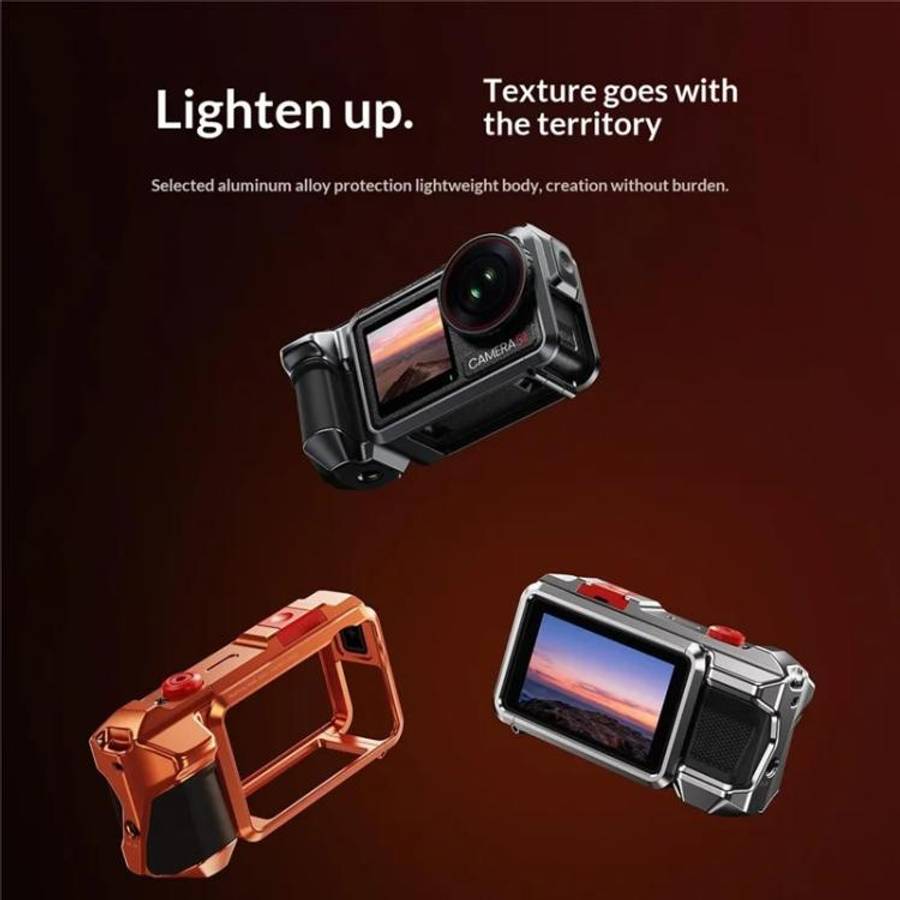 For DJI Osmo Action 3 / 4 / 5 Pro Cage Frame Action Camera Aluminum Alloy Protective Case(Silver)