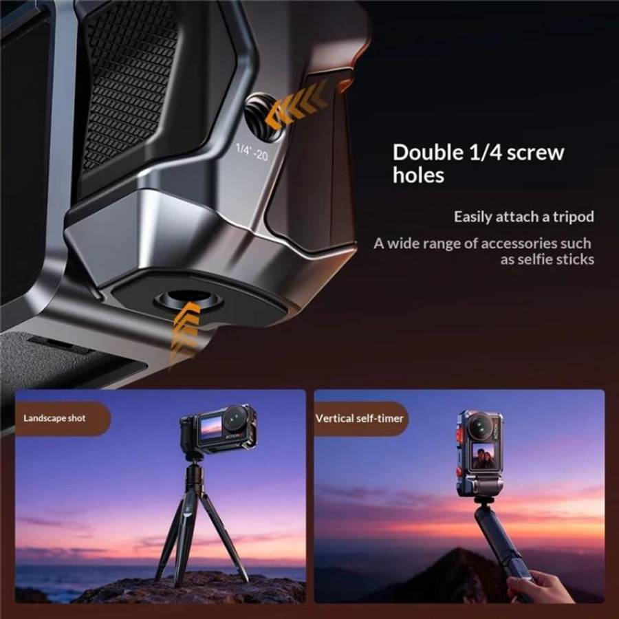 For DJI Osmo Action 3 / 4 / 5 Pro Cage Frame Action Camera Aluminum Alloy Protective Case(Silver)
