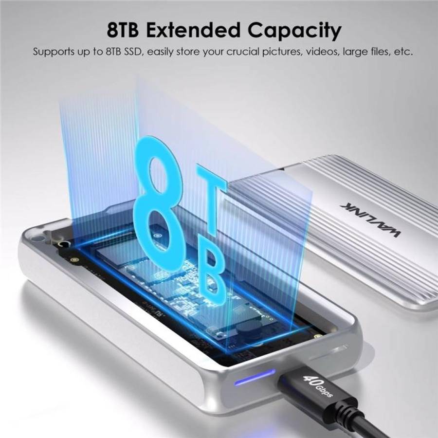 WAVLINK ST406C 40Gbps Aluminum Alloy Hard Drive Case Support M.2 2280 / 2260 / 2242 / 2230 USB4