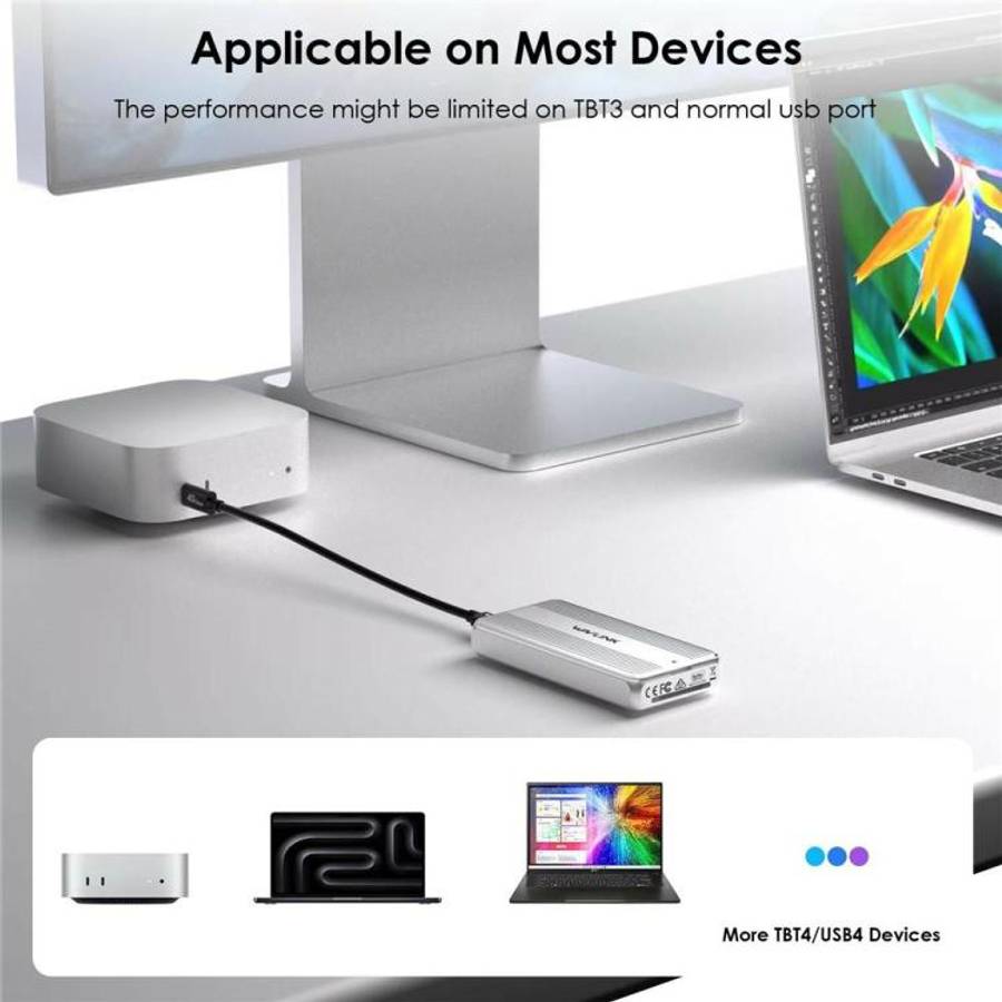 WAVLINK ST406C 40Gbps Aluminum Alloy Hard Drive Case Support M.2 2280 / 2260 / 2242 / 2230 USB4