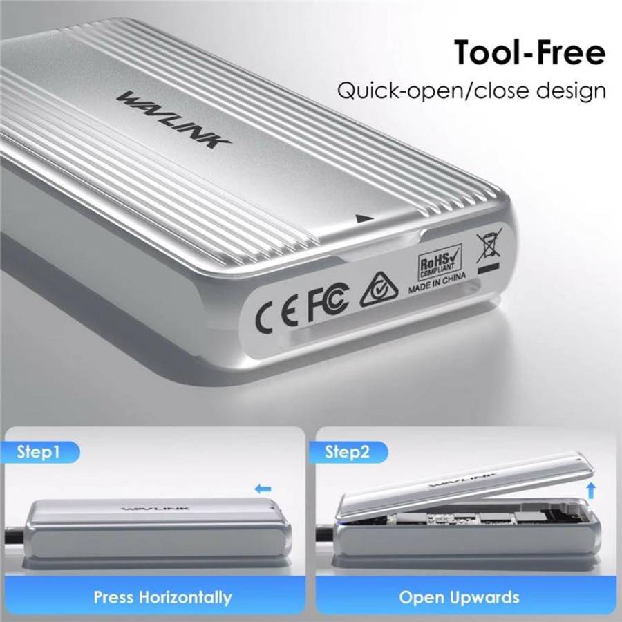 WAVLINK ST406C 40Gbps Aluminum Alloy Hard Drive Case Support M.2 2280 / 2260 / 2242 / 2230 USB4