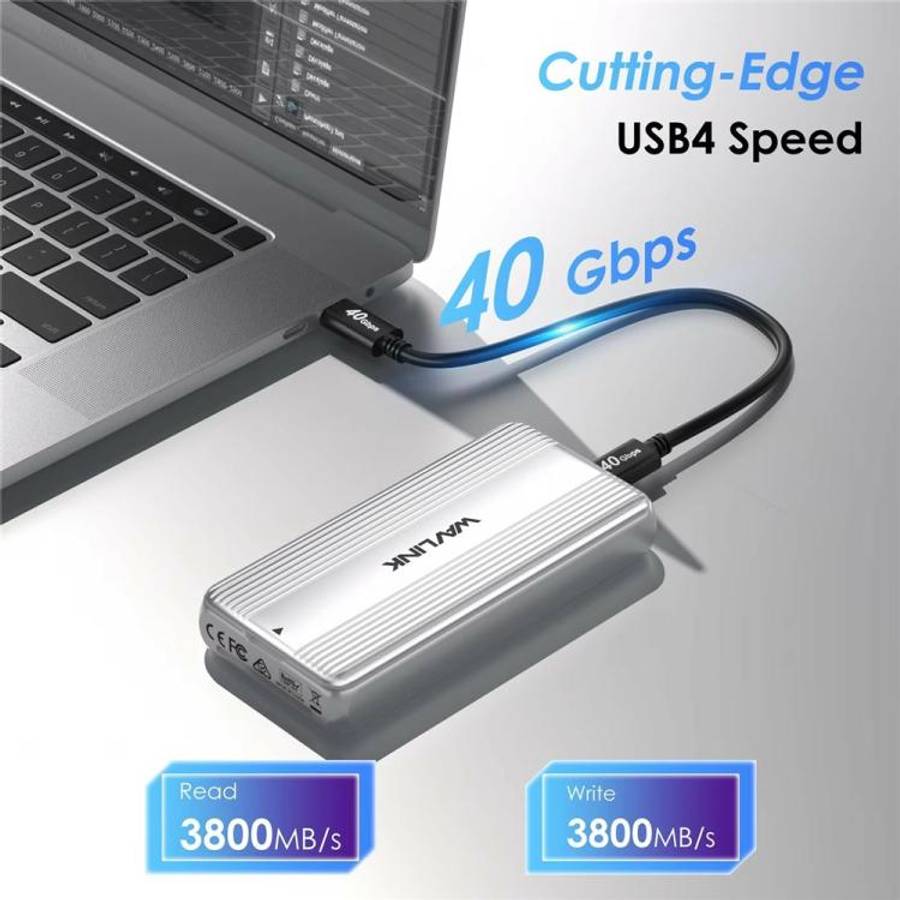 WAVLINK ST406C 40Gbps Aluminum Alloy Hard Drive Case Support M.2 2280 / 2260 / 2242 / 2230 USB4