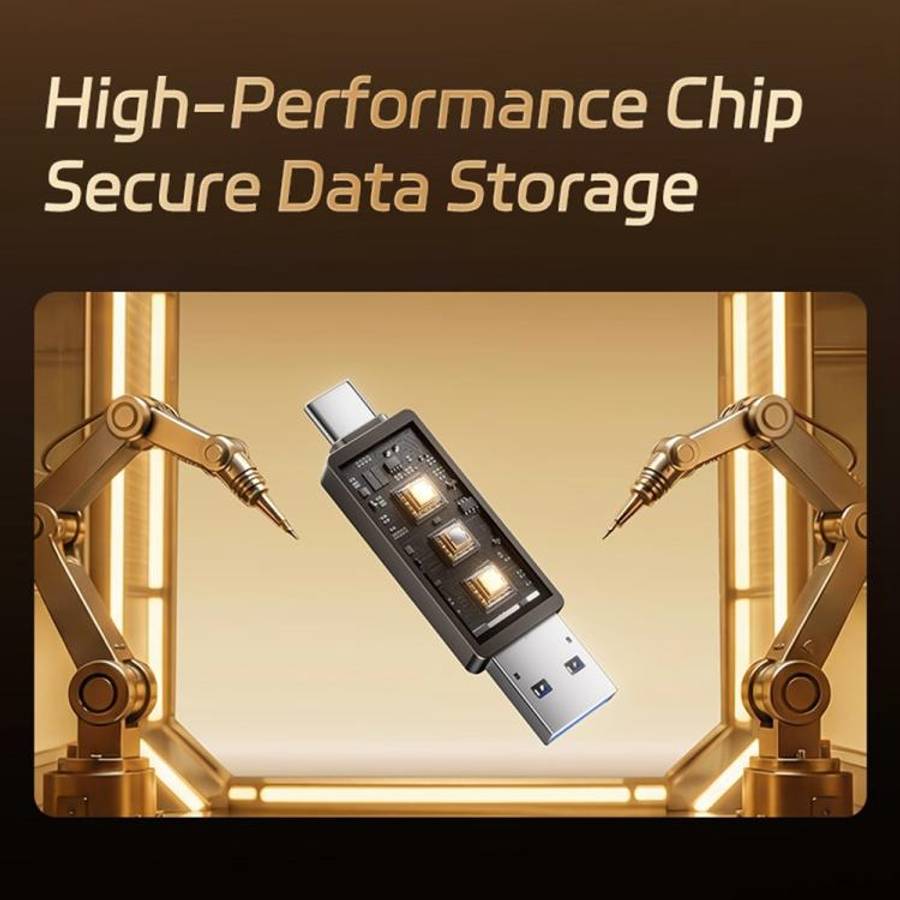 HEYGATE L1 Flash Drive 2 in 1 USB-A + USB-C /Type-C High Speed Memory Stick, Memsize:128GB