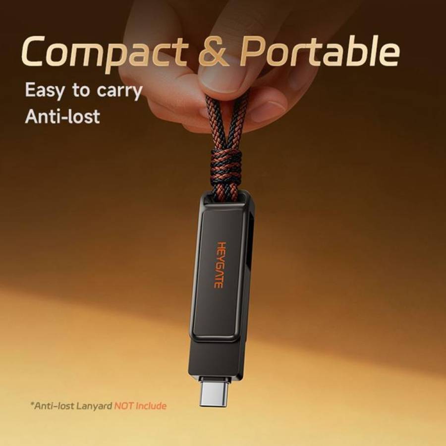 HEYGATE L1 Flash Drive 2 in 1 USB-A + USB-C /Type-C High Speed Memory Stick, Memsize:128GB