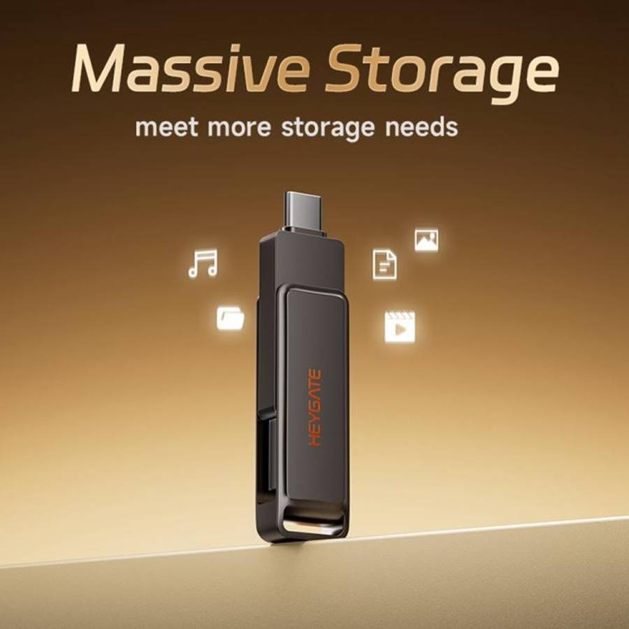 HEYGATE L1 Flash Drive 2 in 1 USB-A + USB-C /Type-C High Speed Memory Stick, Memsize:128GB
